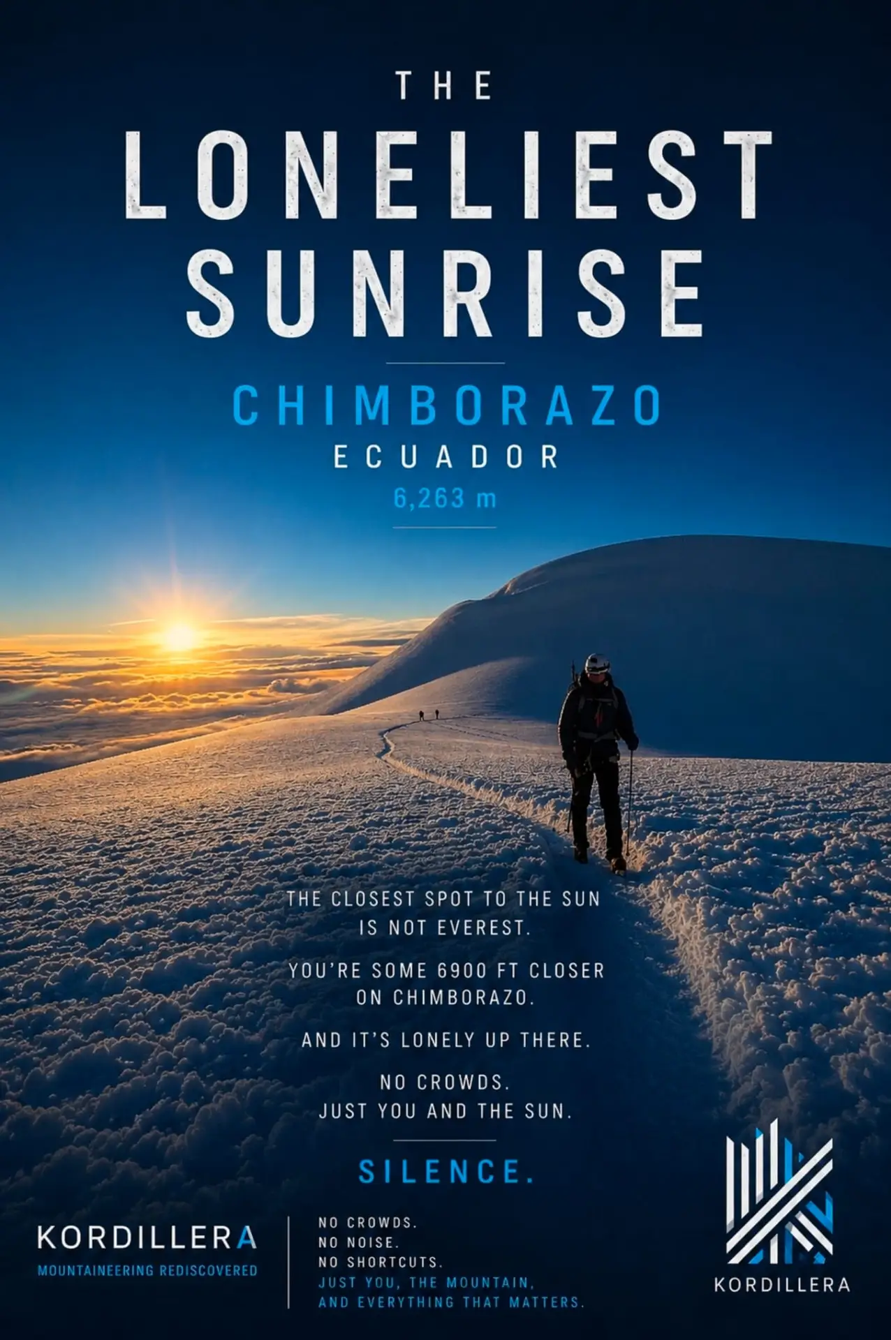 Sunrise from the summit of Chimborazo in Ecuador, the point on Earth closest to the Sun.
